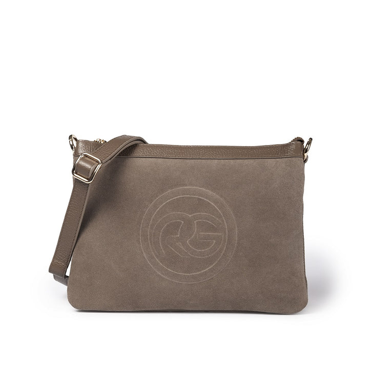 Roberta Gandolfi Alice small borsa in camoscio e pelle martellata con tracolla regolabile e staccabile Smaltimento dello stoccaggio