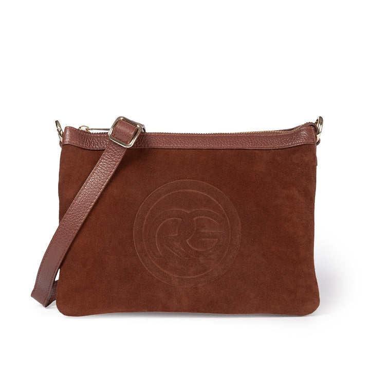 Roberta Gandolfi Alice small borsa in camoscio e pelle martellata con tracolla regolabile e staccabile Vendita calda