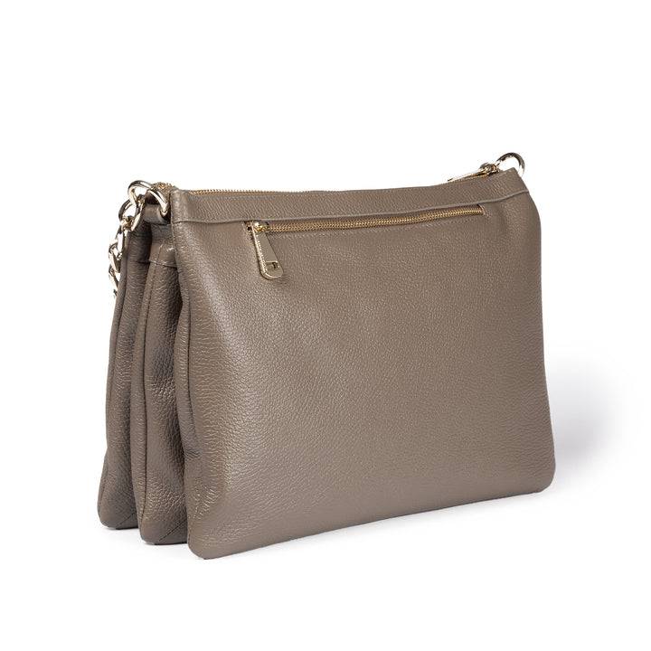 Roberta Gandolfi Alice large borsa in camoscio e pelle martellata con tracolla regolabile e staccabile Offerta temporanea