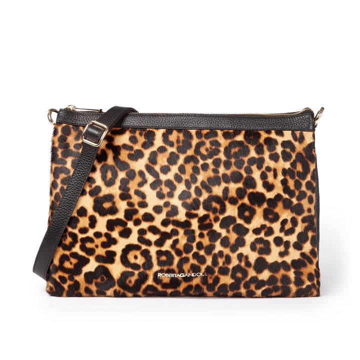 Roberta Gandolfi Alice Pony large borsa in cavallino e pelle martellata con tracolla regolabile e staccabile Offerte esclusive