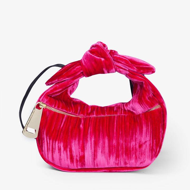 Roberta Gandolfi Bunny Velvet borsa a mano con tracolla staccabile in velluto plissè Esporta salva