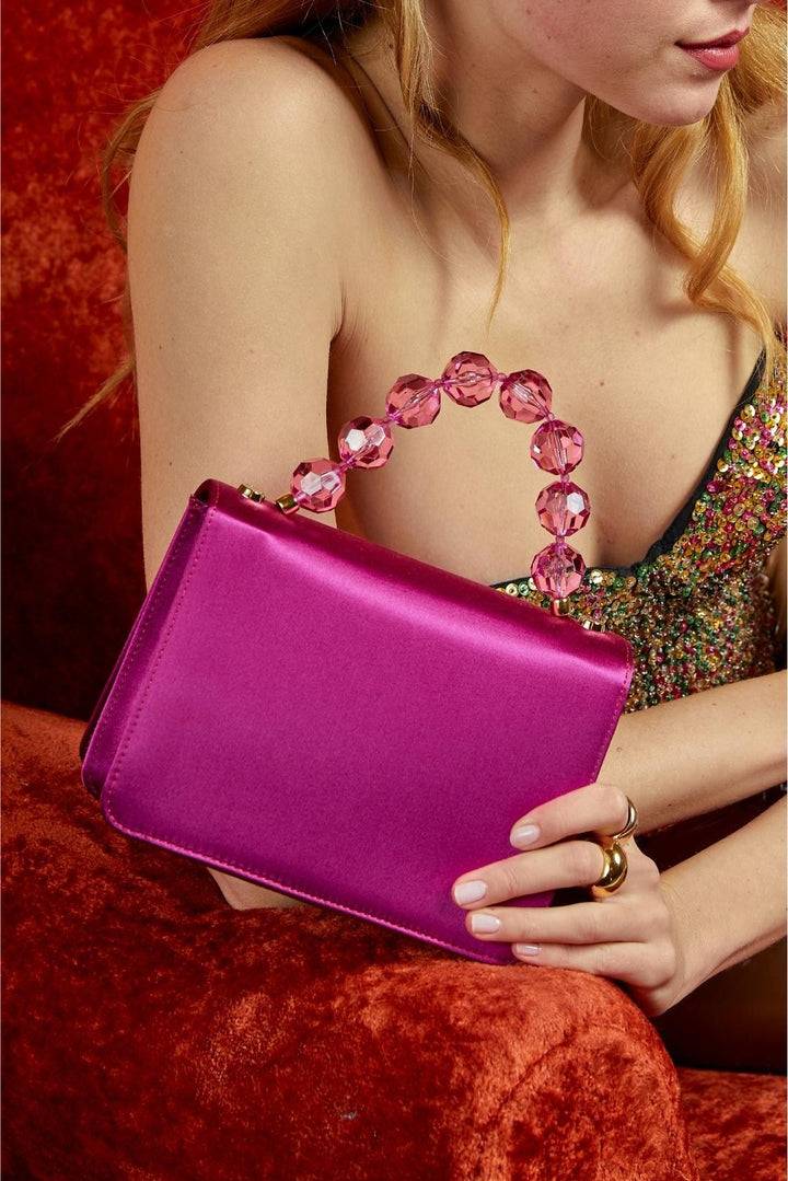 Roberta Gandolfi Sirenetta Mini bag in raso di seta e manico gioiello In Linea