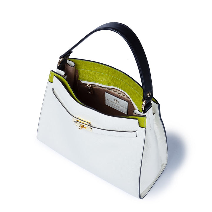 Roberta Gandolfi Frida Satchel in pelle martellata con tracolla logata in tessuto regolabile I Più Venduti