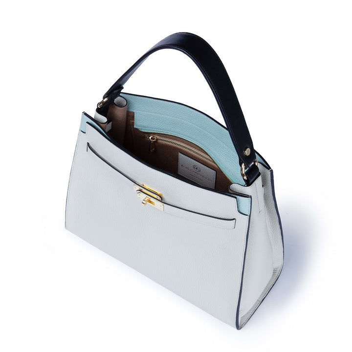 Roberta Gandolfi Frida Satchel in pelle martellata con tracolla logata in tessuto regolabile Vendite Flash