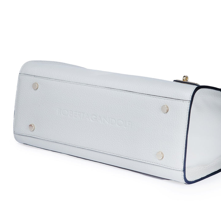 Roberta Gandolfi Frida Satchel in pelle martellata con tracolla logata in tessuto regolabile Vendite Flash