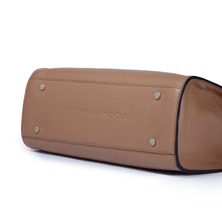 Roberta Gandolfi Frida Satchel in pelle martellata con tracolla logata in tessuto regolabile Negozio