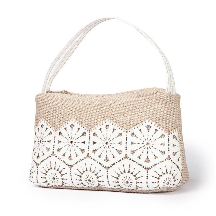 Roberta Gandolfi Giulia baguette in rafia e pelle il pannello tagliato al laser è interamente cucito a mano Super Saving Price