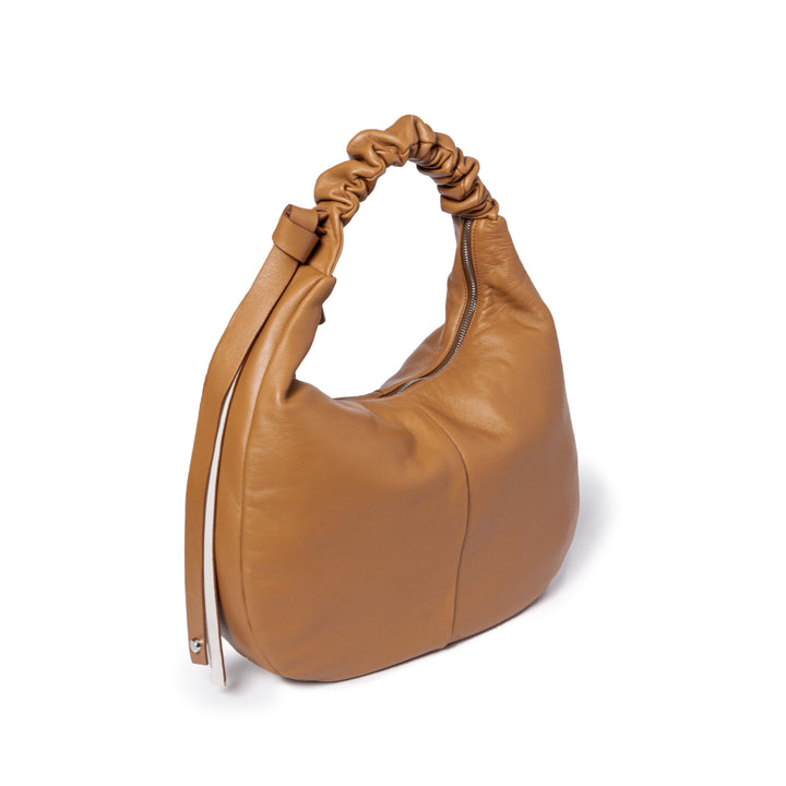 Roberta Gandolfi Azzurro Hobo large in morbida pelle nappa con manico arricciato regolabile Qualità