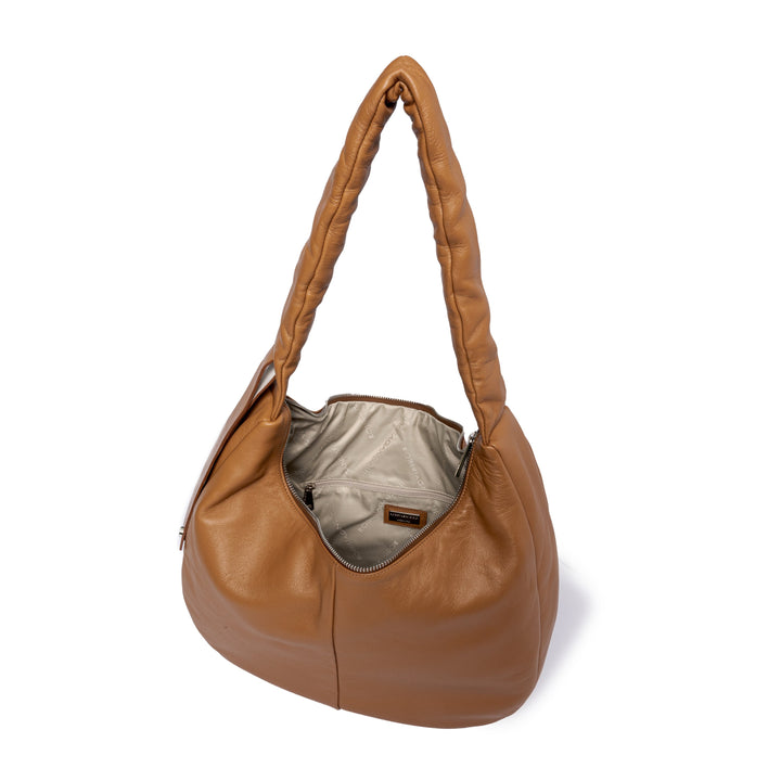 Roberta Gandolfi Azzurro Hobo large in morbida pelle nappa con manico arricciato regolabile Qualità