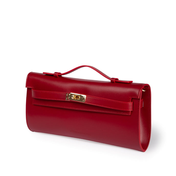 Roberta Gandolfi Jade cluch borsa in pelle con chiusura manico retrattile e tracolla staccabile e regolabile Prezzo Ridotto
