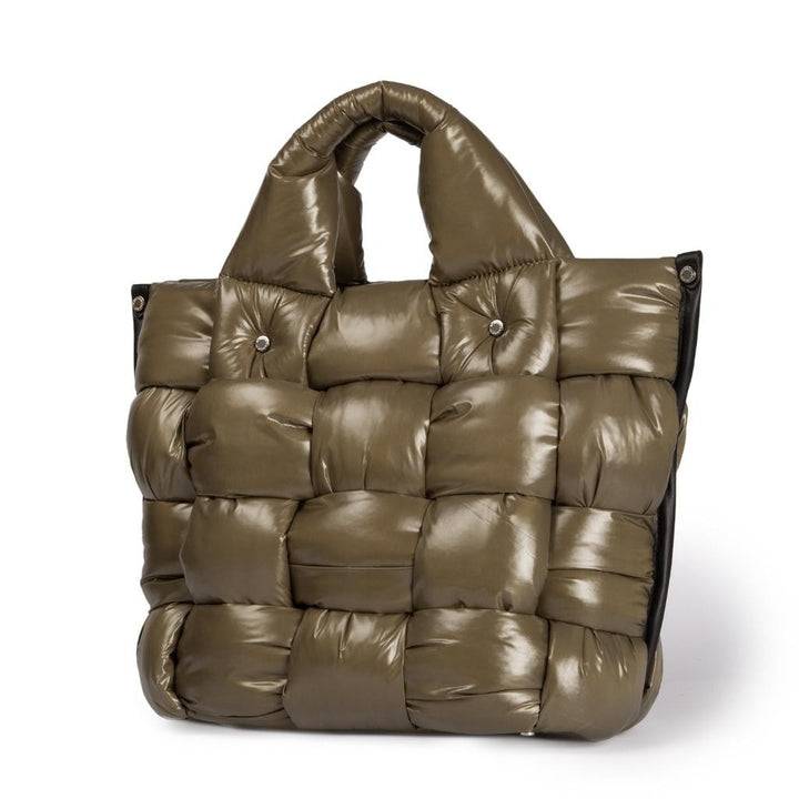 Roberta Gandolfi Greta large borsa in tessuto antigoccia imbottita ed intrecciata a mano con finiture in pelle In Vendita