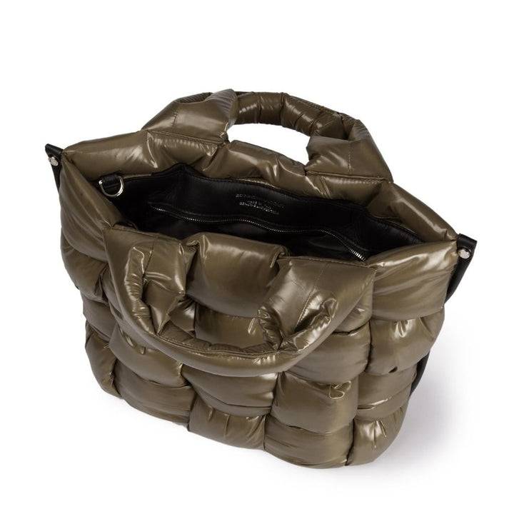 Roberta Gandolfi Greta large borsa in tessuto antigoccia imbottita ed intrecciata a mano con finiture in pelle In Vendita