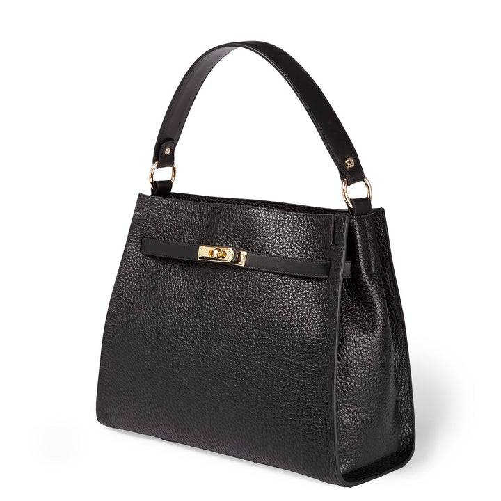 Roberta Gandolfi Frida Satchel in pelle martellata con tracolla logata in tessuto regolabile Sconto di tempo limitato