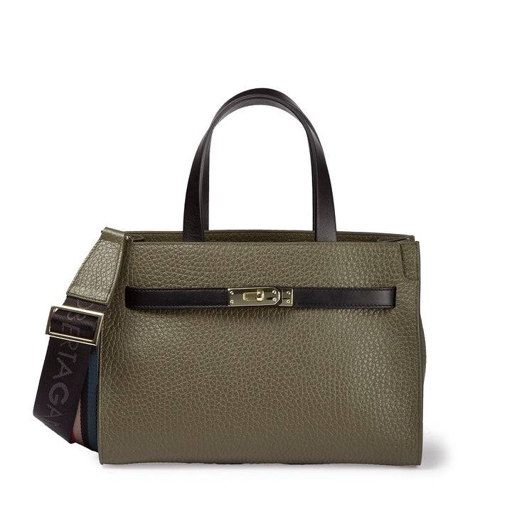Roberta Gandolfi Frida Handbag in pelle martellata con tracolla logata in tessuto regolabile Comprare a buon mercato
