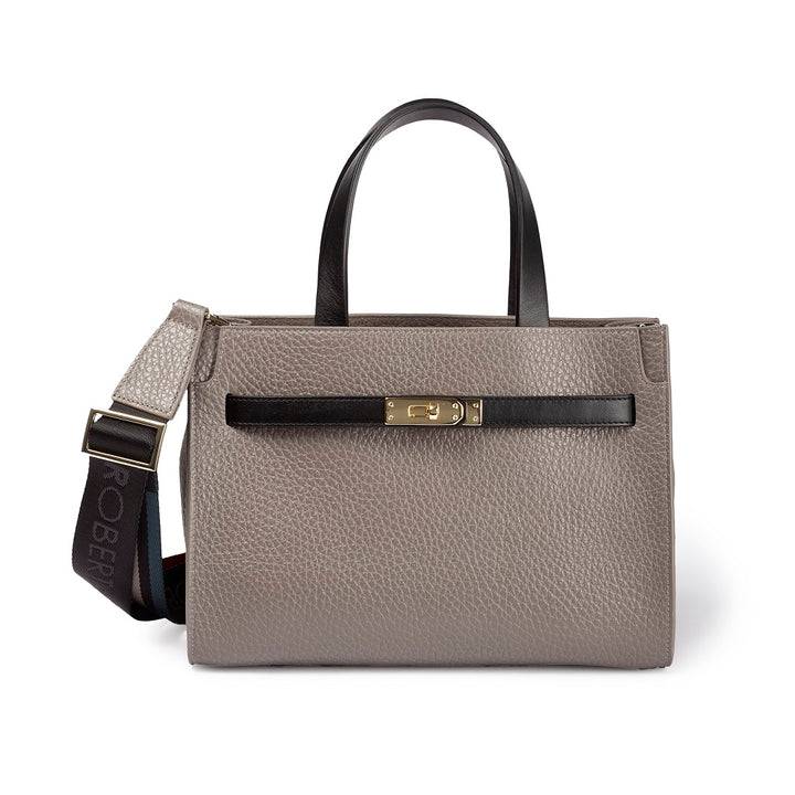 Roberta Gandolfi Frida Handbag in pelle martellata con tracolla logata in tessuto regolabile Grande vendita