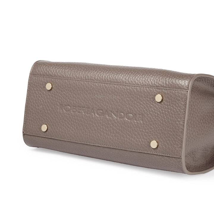 Roberta Gandolfi Frida Handbag in pelle martellata con tracolla logata in tessuto regolabile Grande vendita