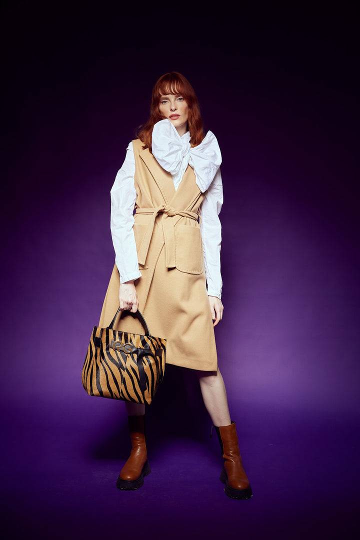 Roberta Gandolfi Dafne pony medium borsa a mano in pelle stampa animalier con tracolla staccabile Lightning offer