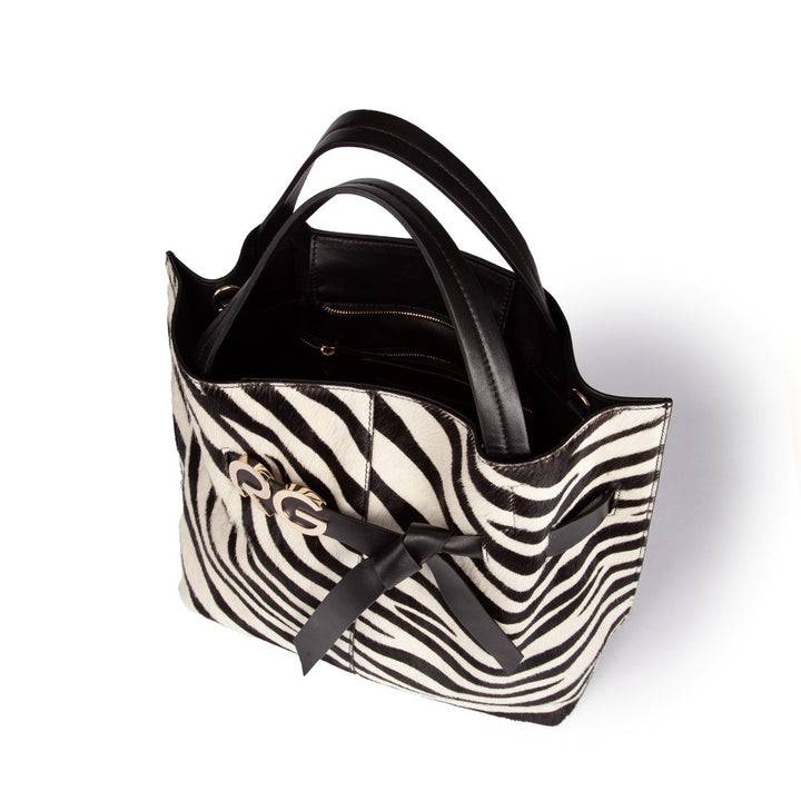 Roberta Gandolfi Dafne pony Large borsa a mano in pelle stampa animalier con tracolla staccabile Grandi sconti