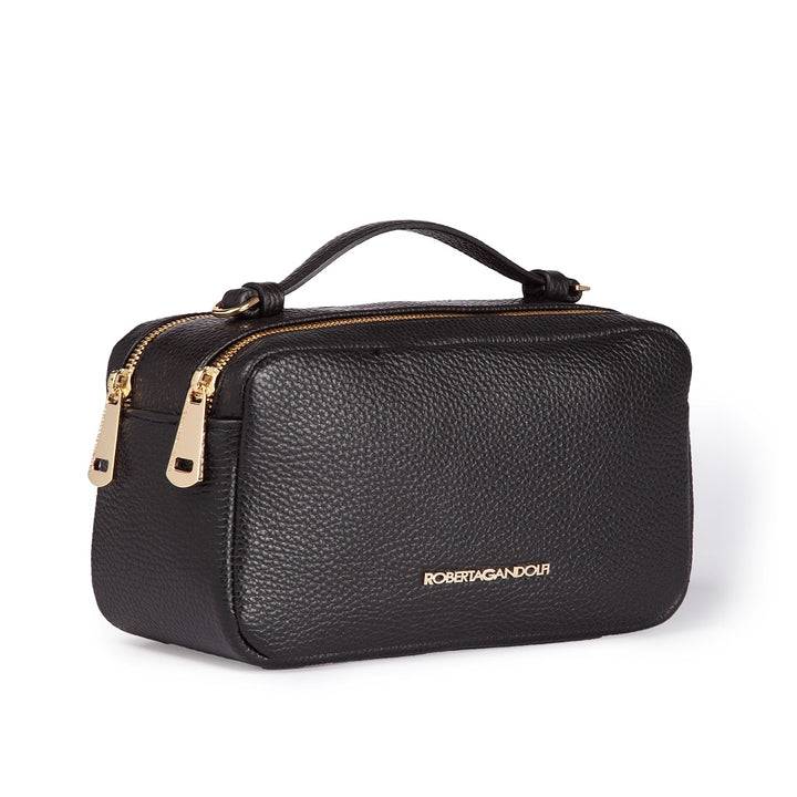 Roberta Gandolfi Brigida camera borsa in pelle con doppio scomparto e tracolla in catena dorata con spallaccio protettivo in pelle Promozione temporanea