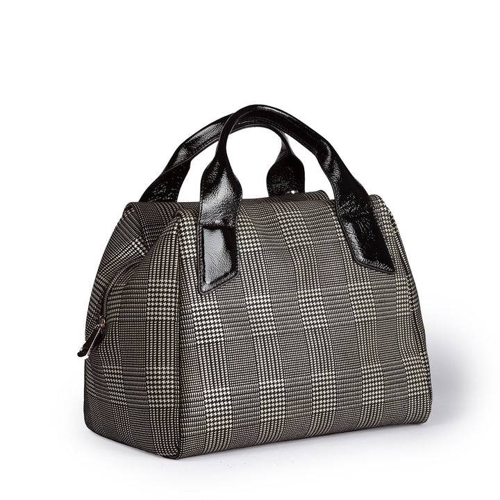 Roberta Gandolfi Arianna Boston in pelle stampa tartan con tracolla staccabile e regolabile Offerta speciale della fabbrica