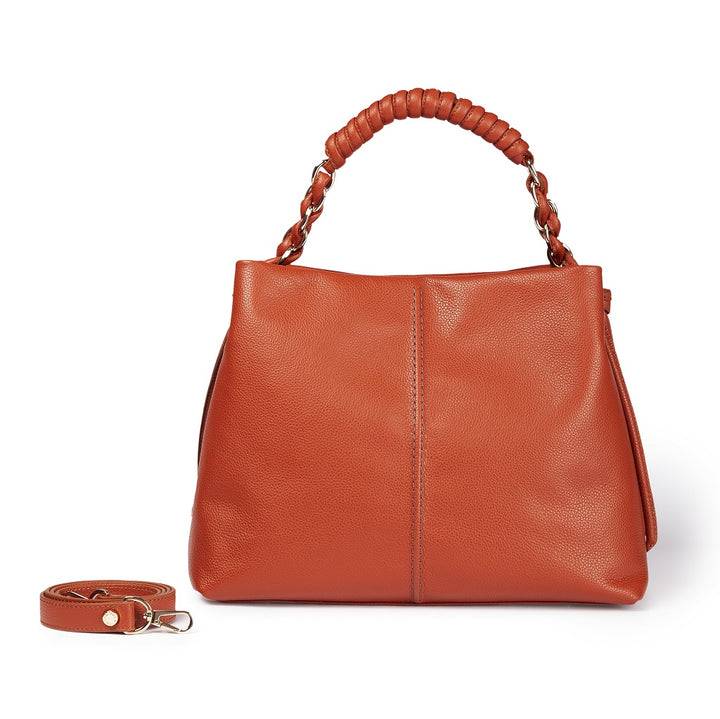 Roberta Gandolfi Amina large borsa a mano in pelle con manico tubolare fasciato e tracolla staccabile Officina