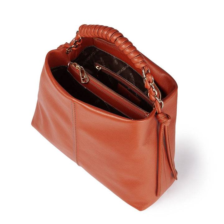 Roberta Gandolfi Amina large borsa a mano in pelle con manico tubolare fasciato e tracolla staccabile Officina