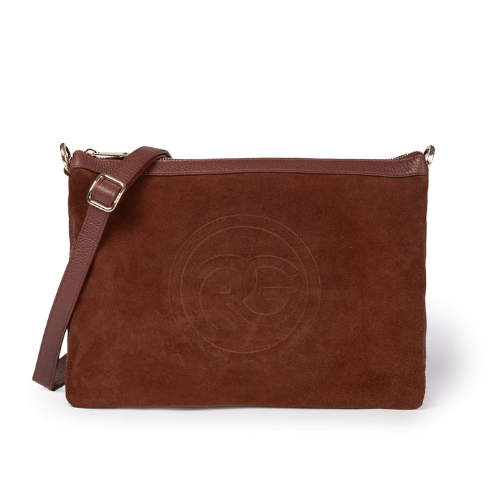 Roberta Gandolfi Alice large borsa in camoscio e pelle martellata con tracolla regolabile e staccabile Sconti questo mese