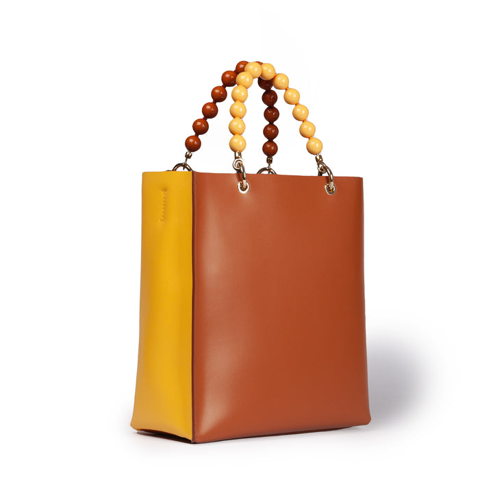 Roberta Gandolfi Zoe Tote bag in pelle bicolor e manicI gioiello Sottocosto
