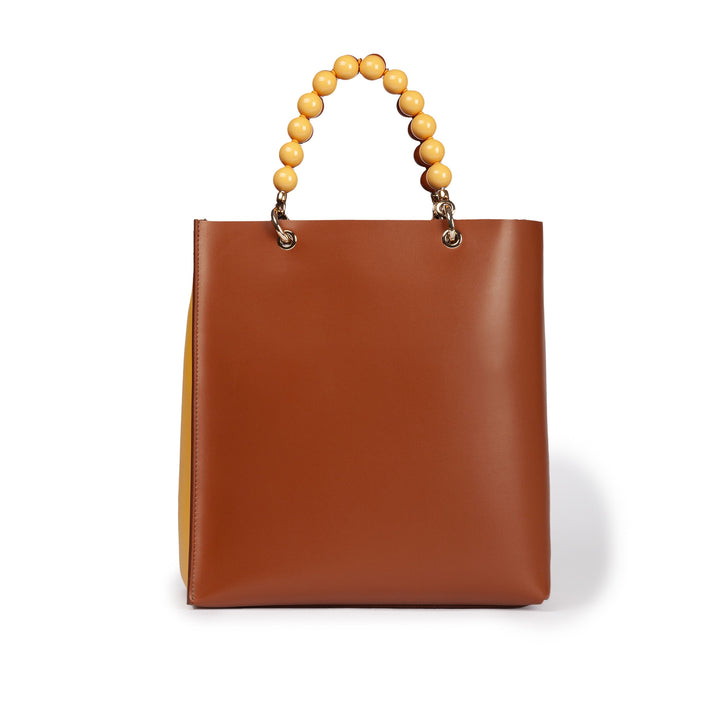Roberta Gandolfi Zoe Tote bag in pelle bicolor e manicI gioiello Sottocosto