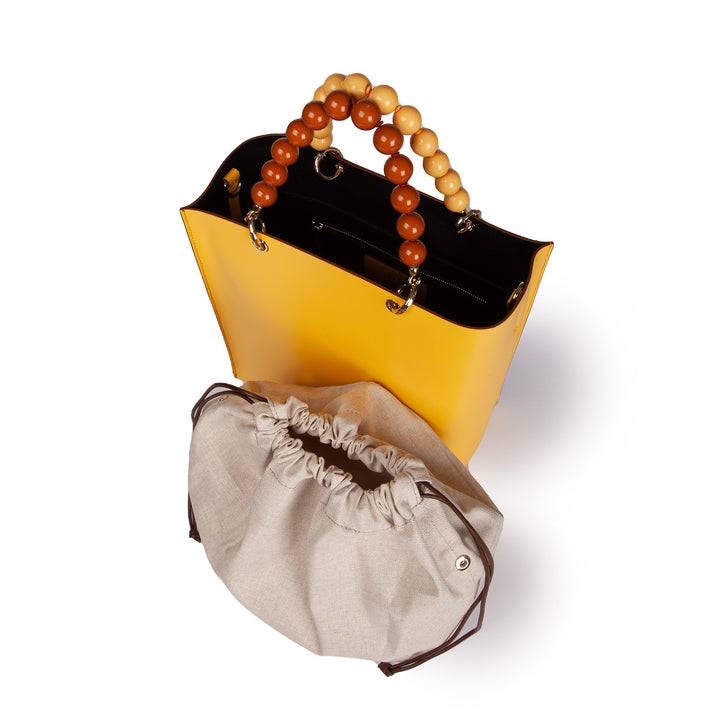 Roberta Gandolfi Zoe Tote bag in pelle bicolor e manicI gioiello Sottocosto