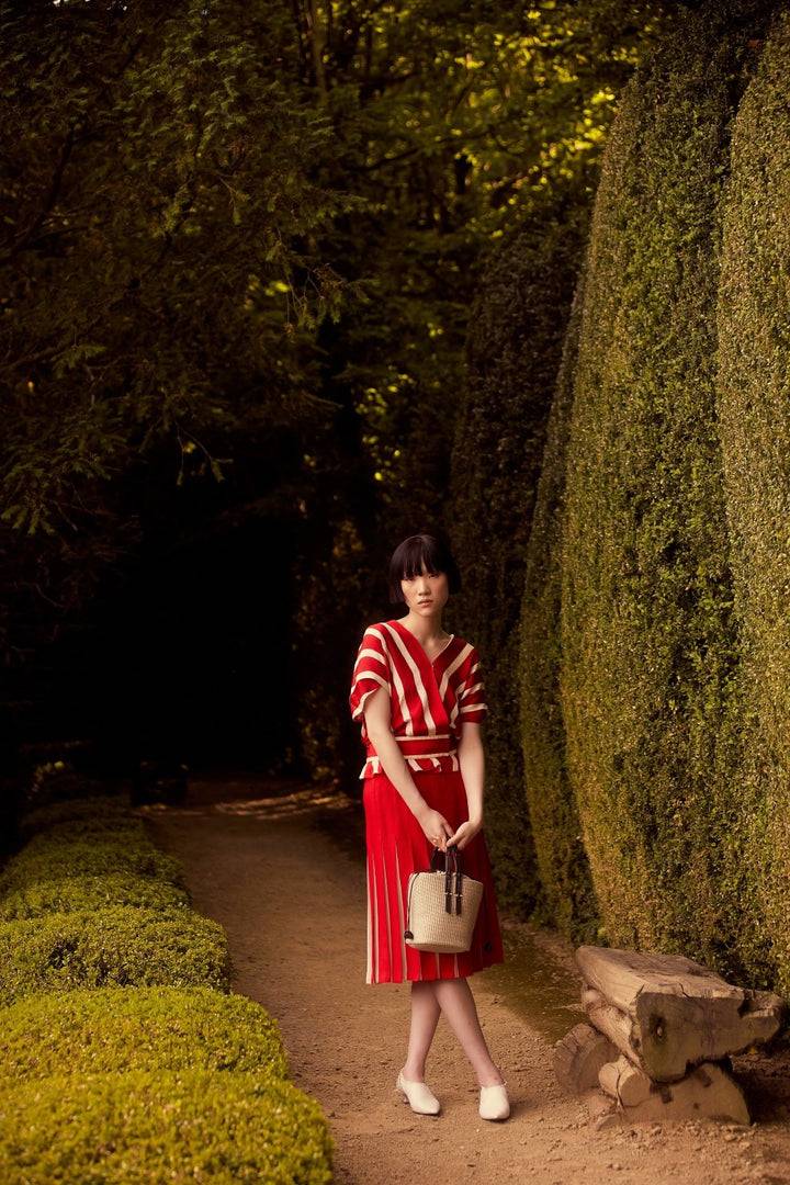 Roberta Gandolfi Fernanda Bucket in rafia con finiture in pelle di vitello con tracolla staccabile Offerta