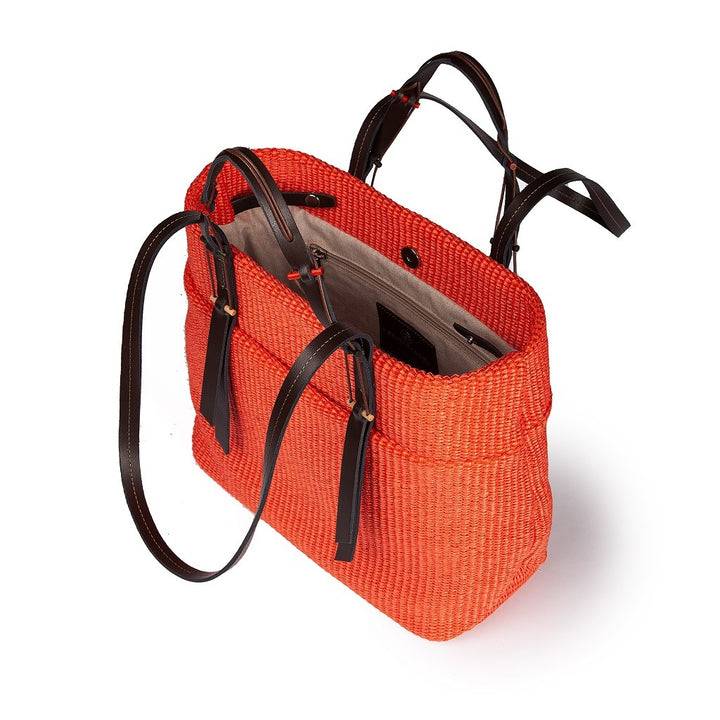 Roberta Gandolfi Fernanda Tote in rafia con finiture in pelle di vitello a doppia portabilità mano o shopping Online