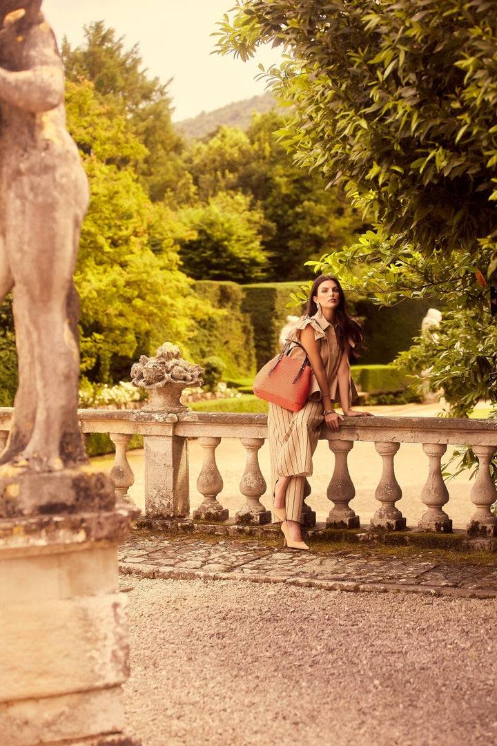 Roberta Gandolfi Fernanda Tote in rafia con finiture in pelle di vitello a doppia portabilità mano o shopping Online
