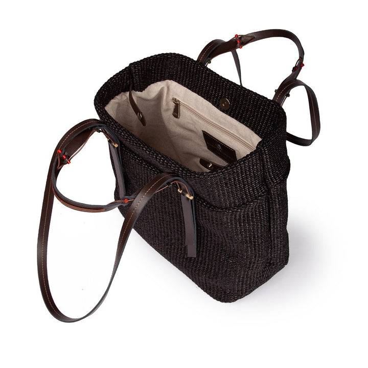 Roberta Gandolfi Fernanda Tote in rafia con finiture in pelle di vitello a doppia portabilità mano o shopping Outlet