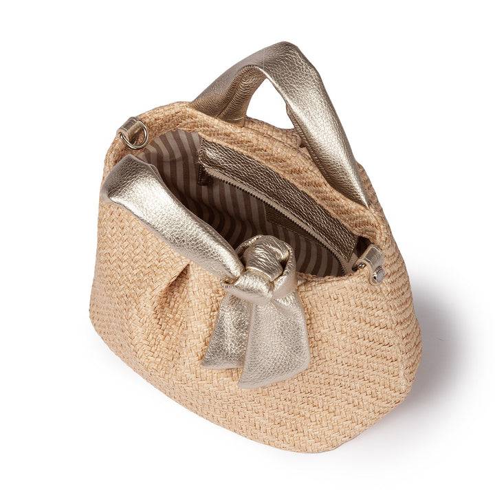 Roberta Gandolfi Matilde Handbag in rafia e pelle con tracolla staccabile Comprane uno, ottenene uno gratis