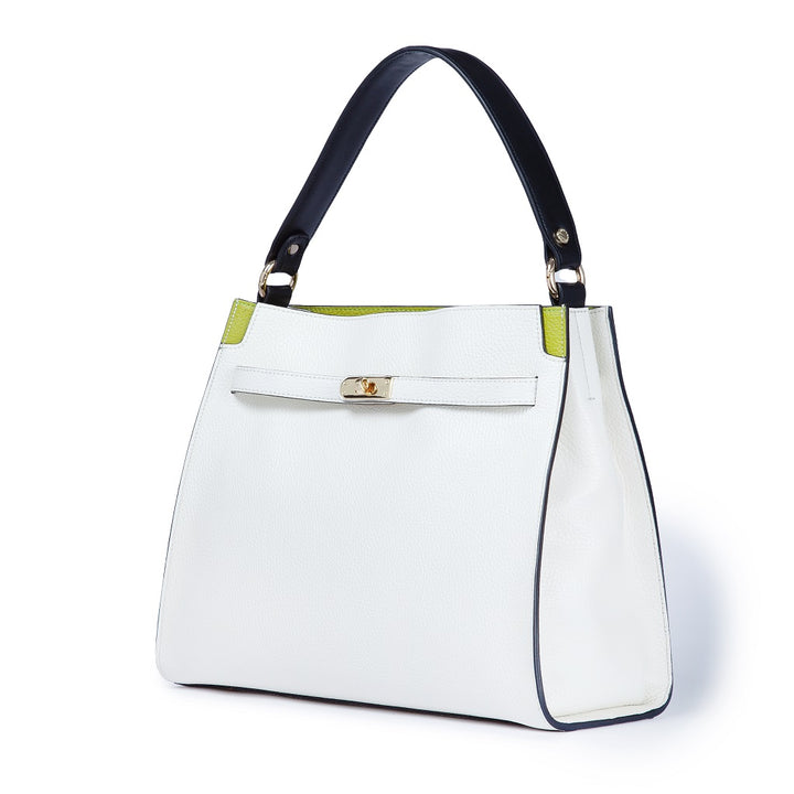 Roberta Gandolfi Frida Satchel in pelle martellata con tracolla logata in tessuto regolabile Offerta speciale della fabbrica