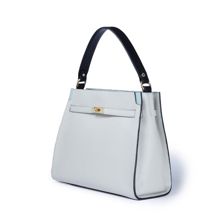 Roberta Gandolfi Frida Satchel in pelle martellata con tracolla logata in tessuto regolabile Sostegno trimestrale