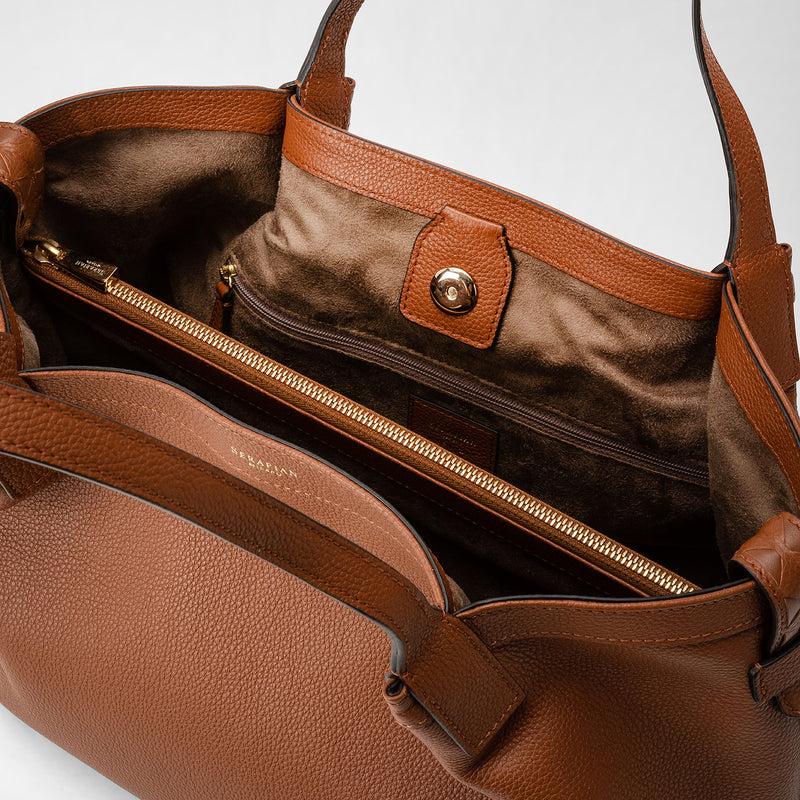 Serapian Tote bag secret piccola in pelle rugiada cuoio Shopping Online
