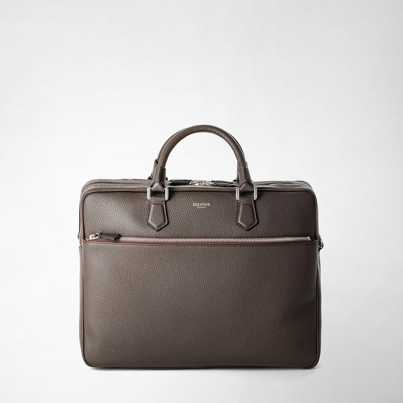 Serapian Borsa business grande in pelle cachemire espresso Vendita Calda
