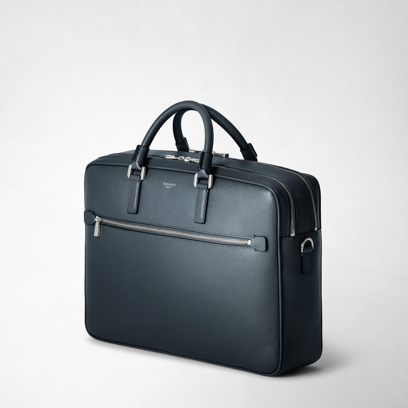 Serapian Borsa business doppio scomparto pelle evoluzione blu Vendite Flash