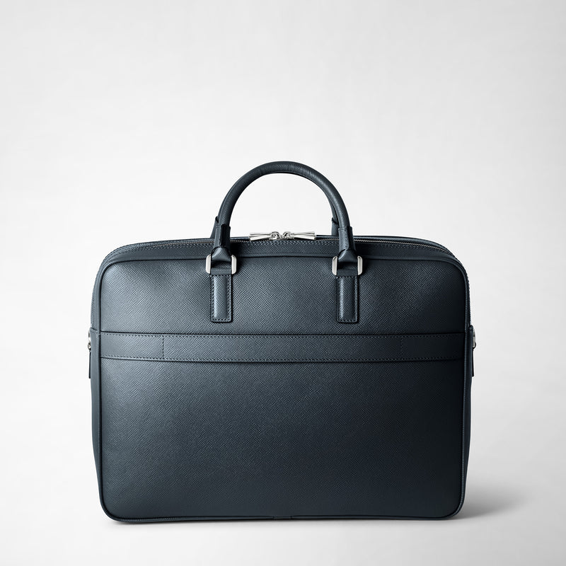 Serapian Borsa business doppio scomparto pelle evoluzione blu Vendite Flash