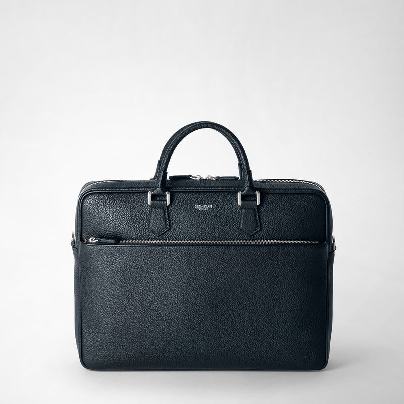 Serapian Borsa business slim in pelle cachemire blu navy Moda