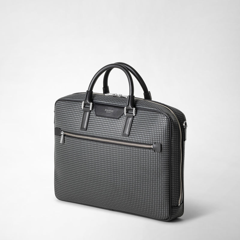 Serapian Borsa business slim in stepan asfalto-nero In Linea