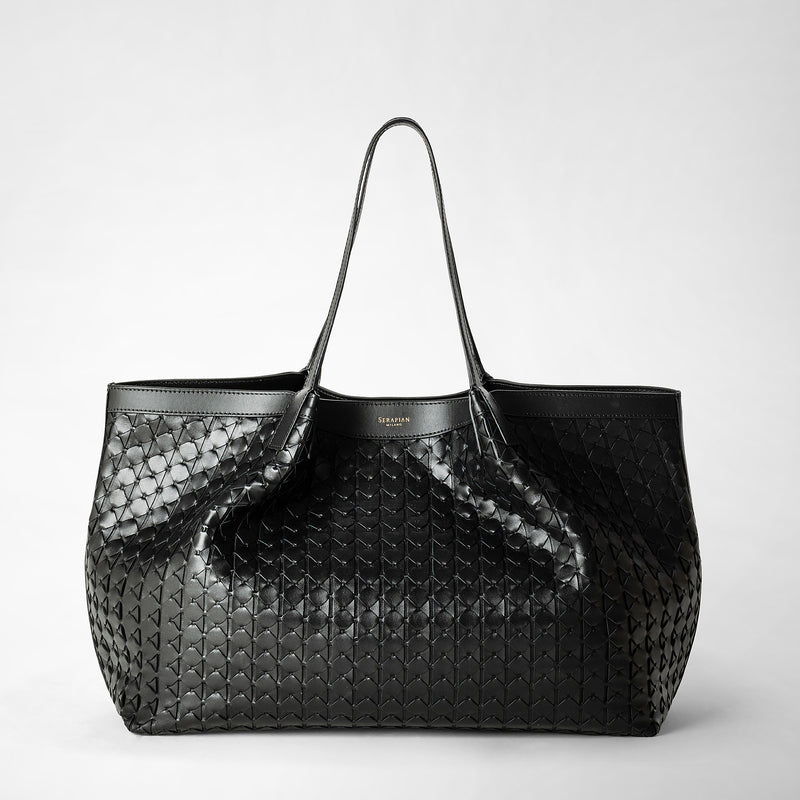 Serapian Tote bag secret in mosaico nero Soddisfazione Garantita