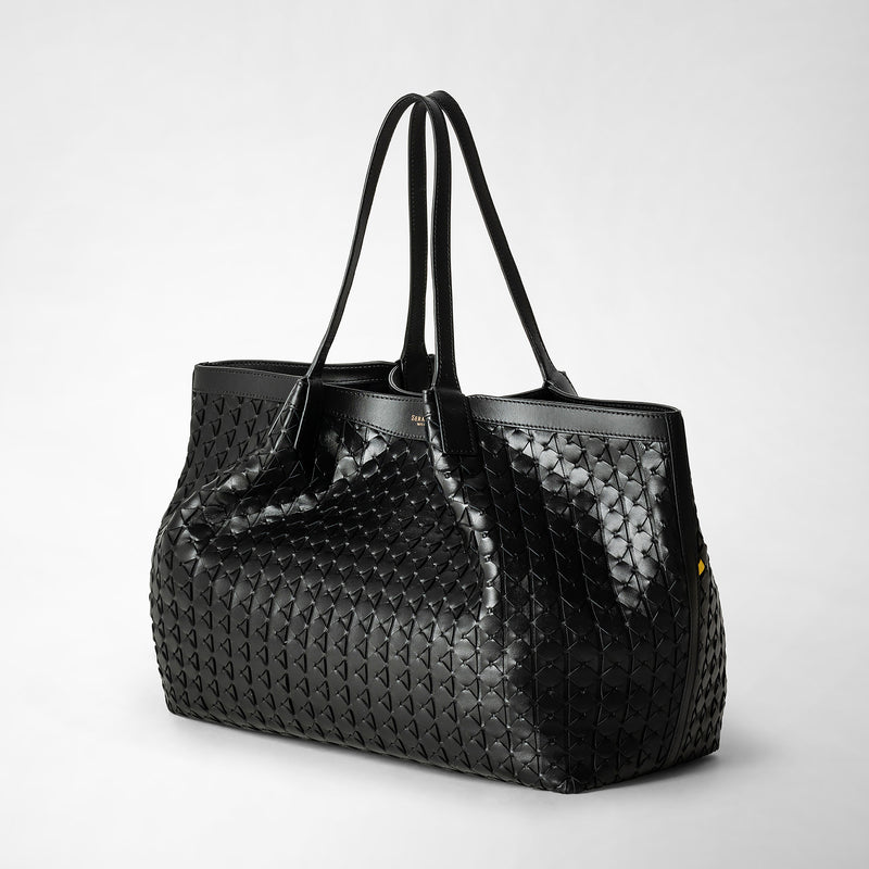Serapian Tote bag secret in mosaico nero Soddisfazione Garantita