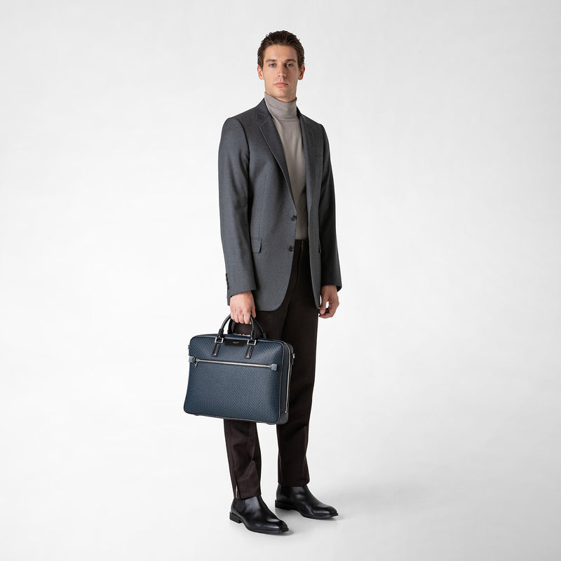Serapian Borsa business slim in stepan blu oceano-nero Sottocosto