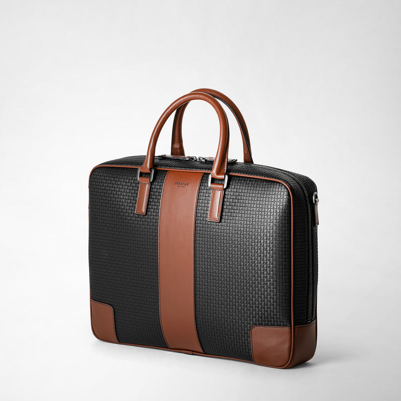 Serapian Borsa business slim in stepan nero cuoio Novità