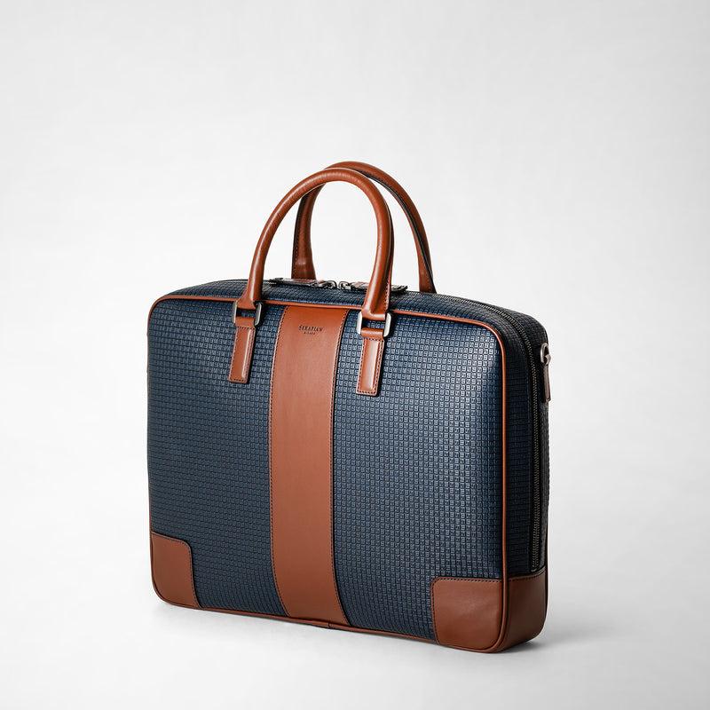 Serapian Borsa business slim in stepan blu oceano-cuoio Presa