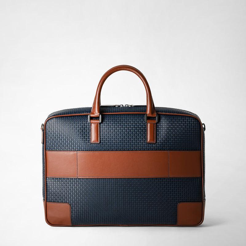 Serapian Borsa business slim in stepan blu oceano-cuoio Presa