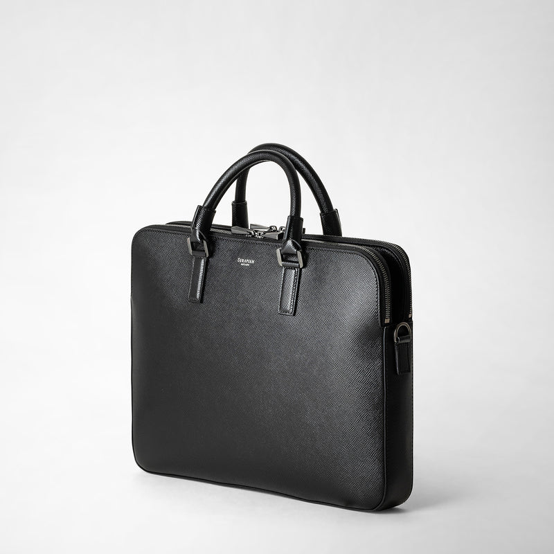 Serapian Borsa business slim doppia zip pelle evoluzione nero Sconto